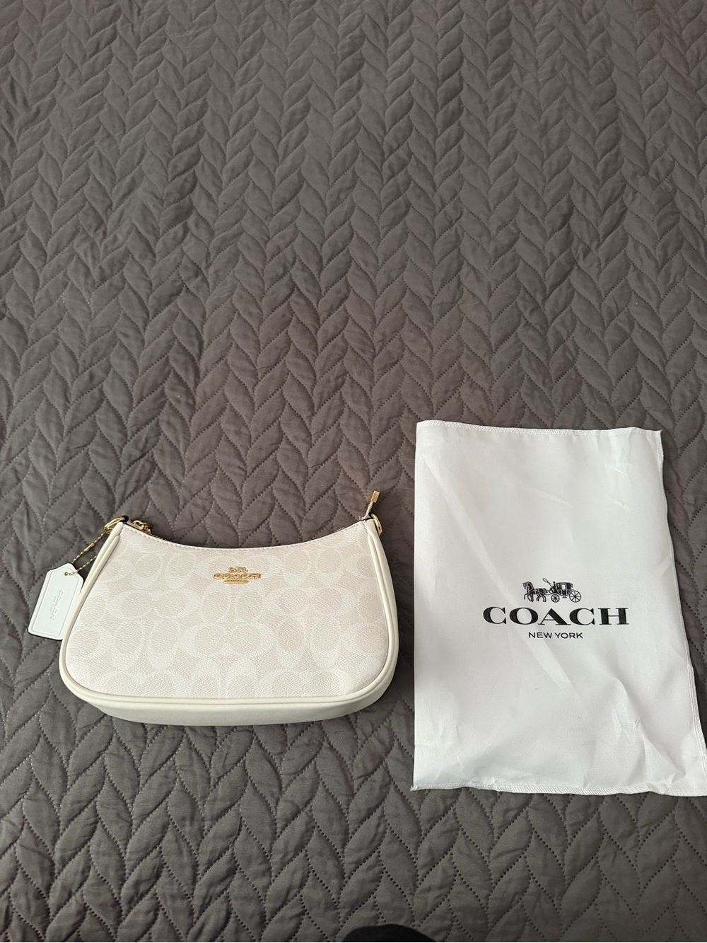 Coach White Mini Shoulder Bag with Gold Hardware